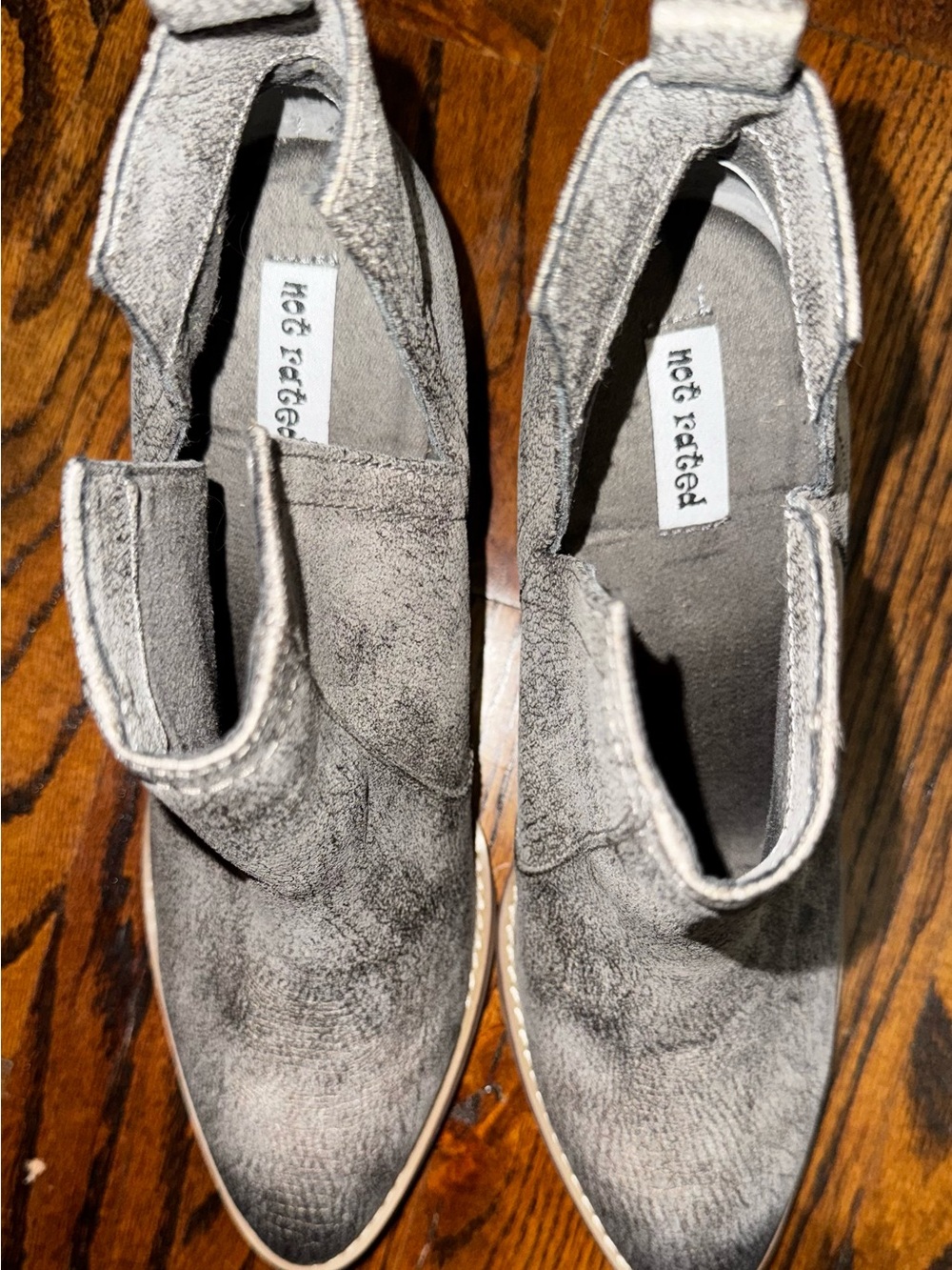 Not Rated Light Gray Suede Ankle Booties with Pull Tab